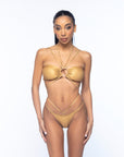 Bikini Micro in Lycra Lucida - Oro