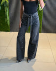 Denim Black Strass
