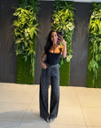 Denim Black Strass