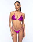 Bikini Triangolo Fucsia Stampa Serpente - Top e Slip Regolabili