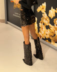 Stivale Diamond Paillettes Nero
