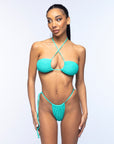 Bikini Micro in Spugna Acqua Marina con Coppe Estraibili