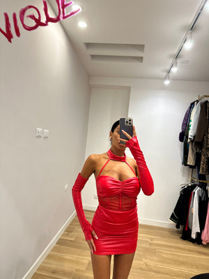 Dress ecopelle rosso
