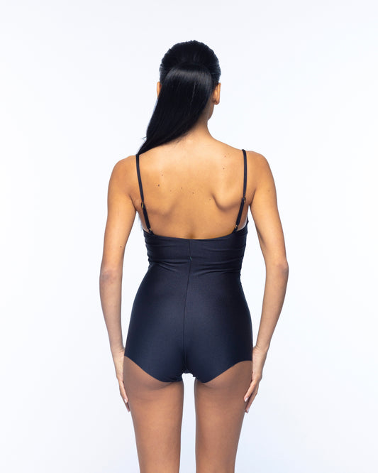 Micro Jump Bikini/Body Lycra Nero Ferretto e Bretelle Regolabili