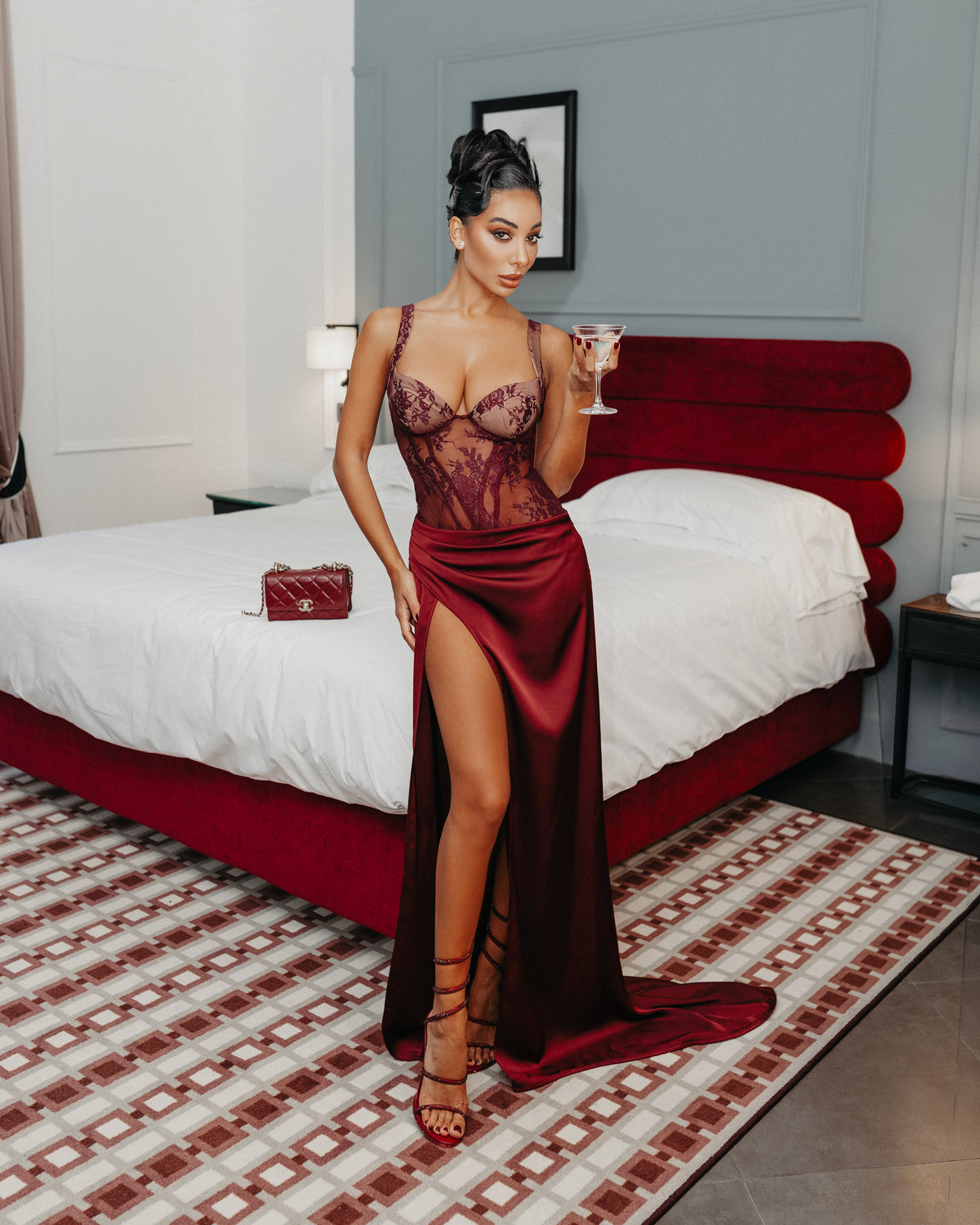 Élite, body in pizzo colore Wine